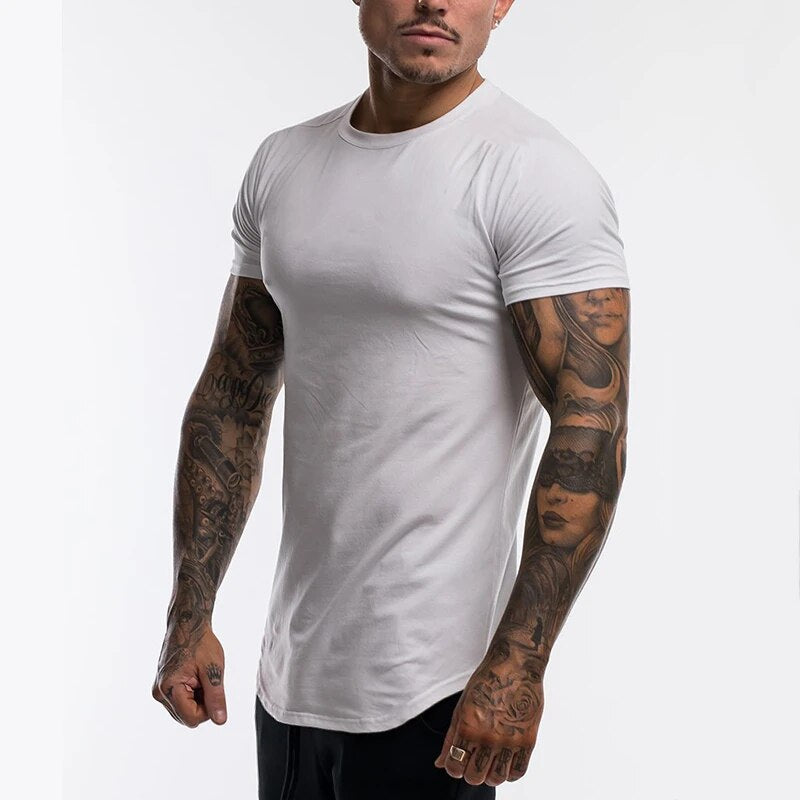Men's 2023 Gym Sport Running T-Shirt with High Elasticity and Quick Dry Technology