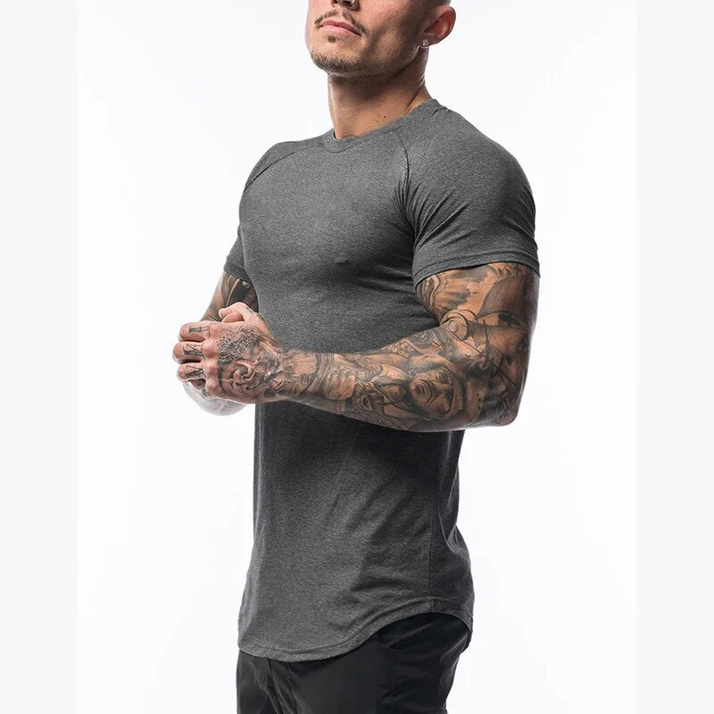 Men's 2023 Gym Sport Running T-Shirt with High Elasticity and Quick Dry Technology