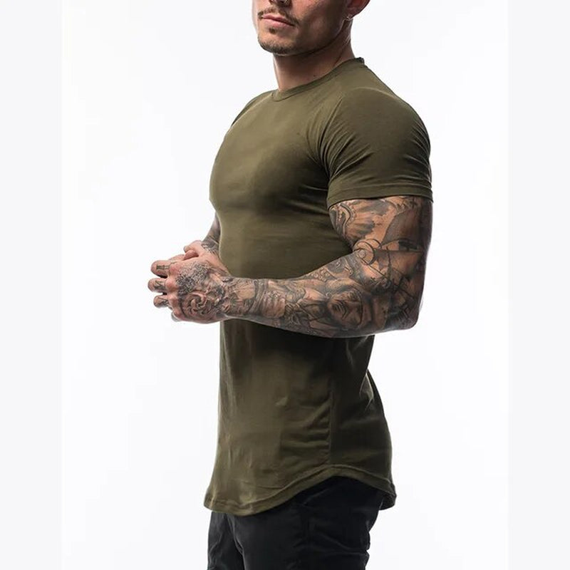 Men's 2023 Gym Sport Running T-Shirt with High Elasticity and Quick Dry Technology