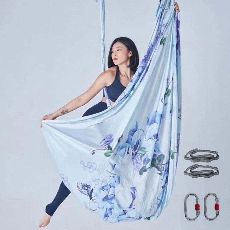 Aerial Yoga Hammock Suitable for Home Fitness Anti-Gravity Swing Pilates Inversion Exercises All Levels of Yoga Starter Kit