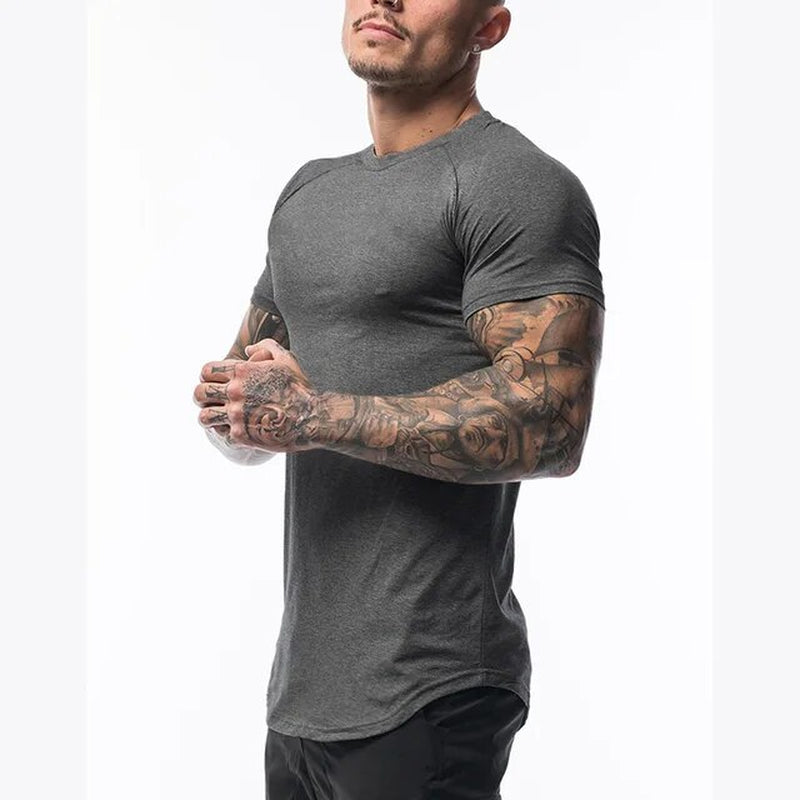 Men's 2023 Gym Sport Running T-Shirt with High Elasticity and Quick Dry Technology